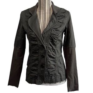 XCVI ruched three button cargo vibe flap pockets jacket blazer small